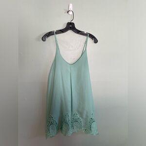Tobi Mint Feeling Cami Shift Lace Trim Mini Dress SZ S